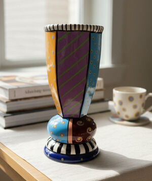 Studio Designworks Whimsicle Prospero Hand Painted Multicolor 10" Ceramic Vase